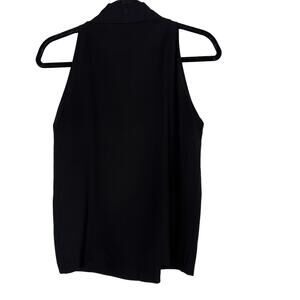 Diane Von Furstenberg P XSP Black Reagan VNeck Draped Sleeveless Blouse Top